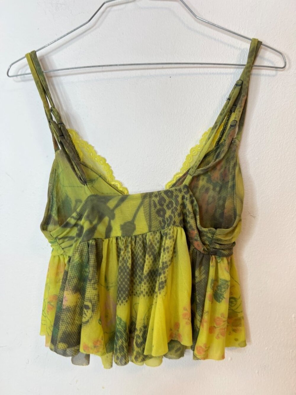 Urban outfitters Leah printed Green Y2K Babydoll Cami Medium Festival Top Party - Picture 7 of 10